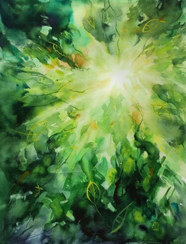 Painting titled "To the core" by Anna Motrych, Original Artwork, Watercolor