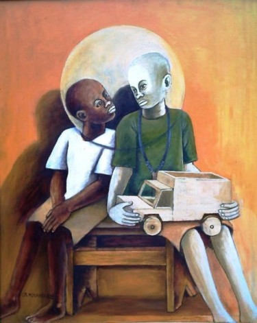 Painting titled "Young and older bro…" by Guy Art Gallery Vancouver, Original Artwork