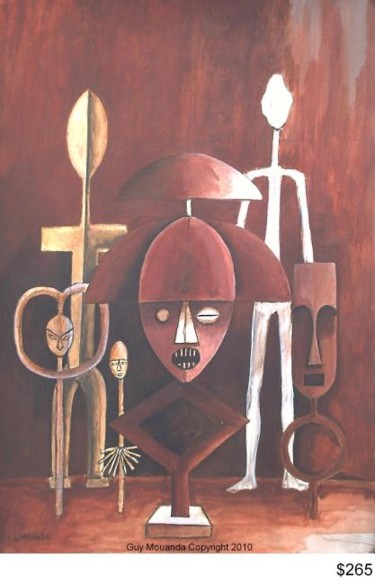Painting titled "Le masque Kota" by Guy Art Gallery Vancouver, Original Artwork, Oil