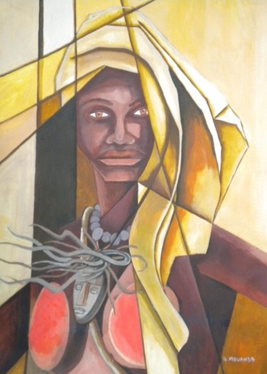 Painting titled "Woman with the veil" by Guy Art Gallery Vancouver, Original Artwork, Oil