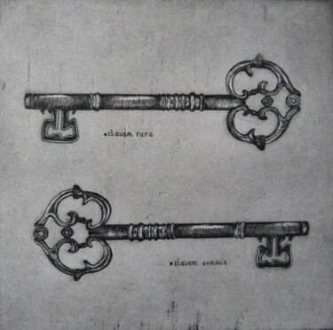 Printmaking titled "clef des champs, cl…" by Mouche Lagé, Original Artwork, Engraving