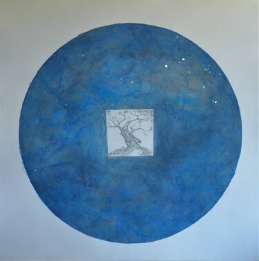 Gravures & estampes intitulée "Cercle bleu" par Mouche Lagé, Œuvre d'art originale, Gravure
