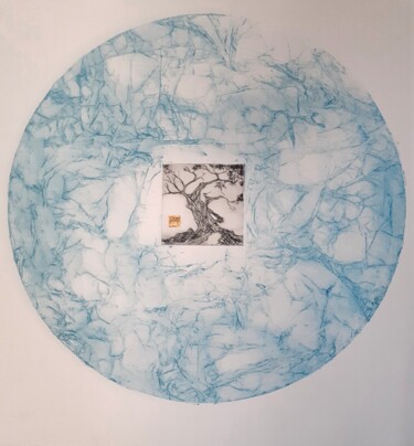 Estampas & grabados titulada "Cercle bleu pâle" por Mouche Lagé, Obra de arte original, Grabado