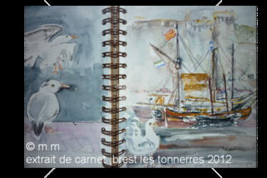 Painting titled "extrait de carnet" by Maryse Mouez, Original Artwork, Watercolor