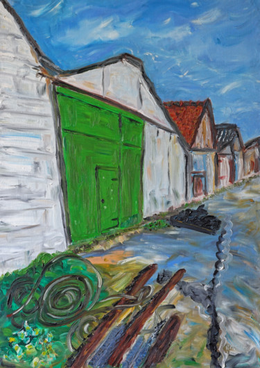 Painting titled "Vertige à Grandcamp…" by Pascal Moulin, Original Artwork, Oil