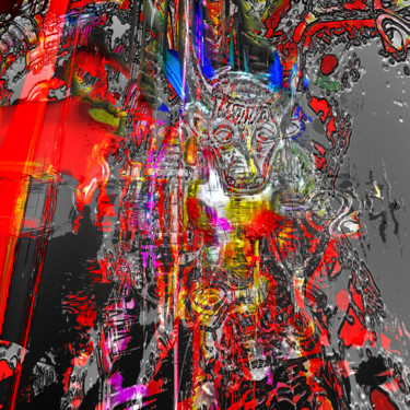 Arts numériques intitulée "Taureau Blood 2" par Pascal Moulin, Œuvre d'art originale, Travail numérique 2D