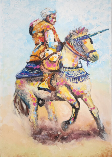 Painting titled "L'Élégance de Tbori…" by Moulouki Houssine, Original Artwork, Acrylic Mounted on Wood Stretcher frame