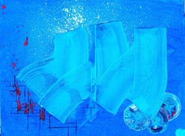 Schilderij getiteld "Ocean move" door Moun, Origineel Kunstwerk, Acryl Gemonteerd op Frame voor houten brancard