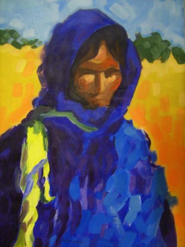 Painting titled "Femme du désert" by Rahmouna Boudjellal, Original Artwork