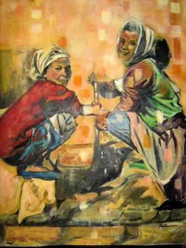 Peinture intitulée "La joie de l'eau" par Rahmouna Boudjellal, Œuvre d'art originale