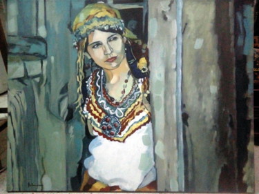 Painting titled "En attente de l'abs…" by Rahmouna Boudjellal, Original Artwork