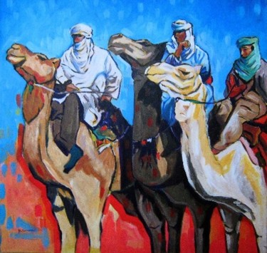 Painting titled "Caravane" by Rahmouna Boudjellal, Original Artwork