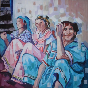 Peinture intitulée "Vieilles femmes kab…" par Rahmouna Boudjellal, Œuvre d'art originale, Huile