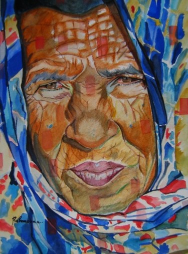 Peinture intitulée "Portrait d'une viei…" par Rahmouna Boudjellal, Œuvre d'art originale