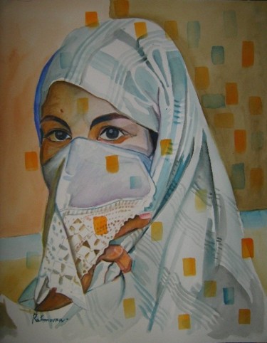Peinture intitulée "Femme voilée d'alger" par Rahmouna Boudjellal, Œuvre d'art originale