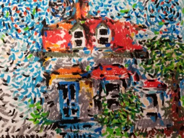 Drawing titled "My dream house" by Mouna Benserradj, Original Artwork, Pastel