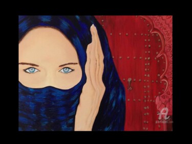 Peinture intitulée "" Femme voilée au r…" par Mounia Loukriss, Œuvre d'art originale, Acrylique