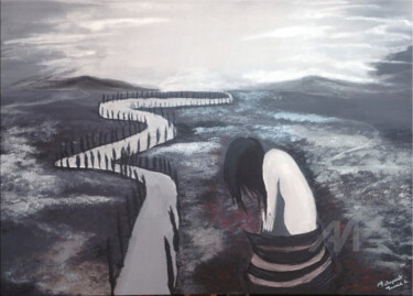 ” Tristesse et colère “ Peinture intitulée "” Tristesse et colè…" par Mounia Loukriss, Œuvre d'art originale, Acrylique