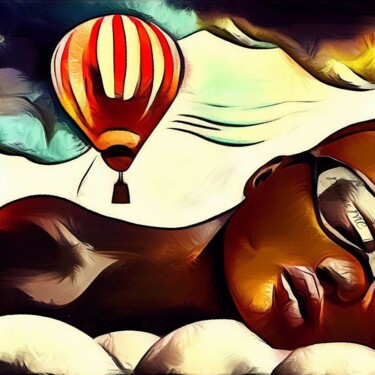 Arte digitale intitolato "bain de soleil" da Mounia Mc (Moon's Mc), Opera d'arte originale, Stampa digitale