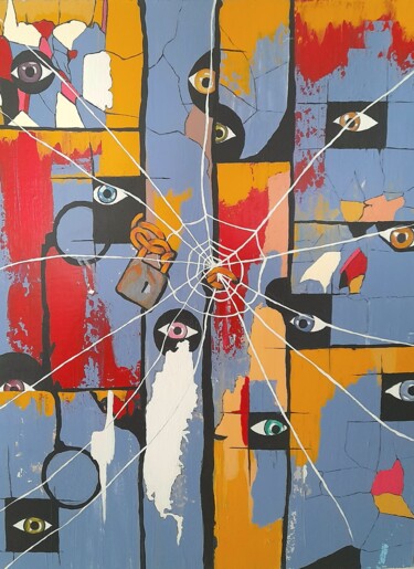 Schilderij getiteld "Regards et préjugés" door Mounir Ajal, Origineel Kunstwerk, Acryl