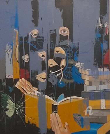 Ζωγραφική με τίτλο "Quête de la vérité" από Mounir Ajal, Αυθεντικά έργα τέχνης, Ακρυλικό