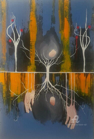Malerei mit dem Titel "Espoir" von Mounir Ajal, Original-Kunstwerk, Acryl