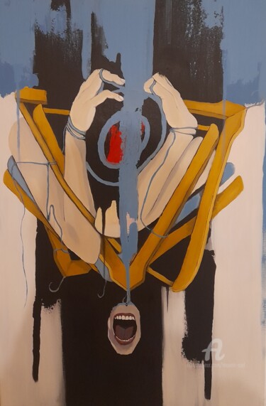 Malerei mit dem Titel "Angoisse" von Mounir Ajal, Original-Kunstwerk, Acryl