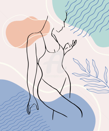 Digitale Kunst getiteld "Sexy woman in bikin…" door Mounir Khalfouf, Origineel Kunstwerk, 2D Digital Work