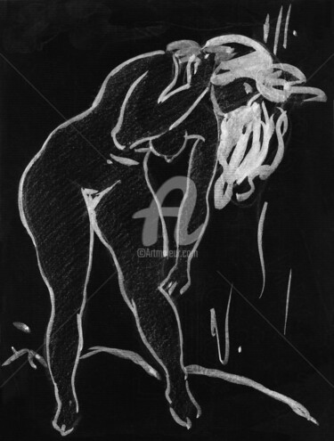 Arte digitale intitolato "Chalk drawing of na…" da Mounir Khalfouf, Opera d'arte originale, Lavoro digitale 2D