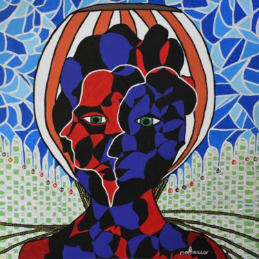Painting titled "LE BALLON" by Mounya Ammor, Original Artwork, Acrylic