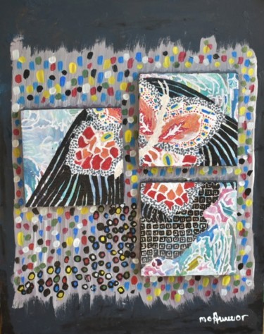 Peinture intitulée "Fille au Papillon" par Mounya Ammor, Œuvre d'art originale, Acrylique Monté sur Châssis en bois