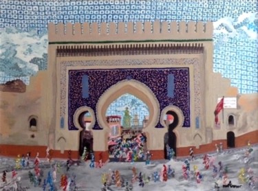 Peinture intitulée "fes-bab-boujloud.jpg" par Mounya Ammor, Œuvre d'art originale, Acrylique