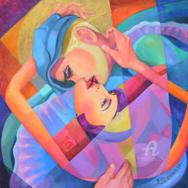 Peinture intitulée "THE KISS OF A MAD S…" par Mourad Elloumi, Œuvre d'art originale, Huile