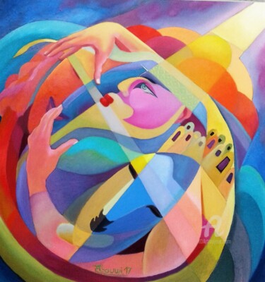 Painting titled "SPIRITUAL SYMPHONY" by Mourad Elloumi, Original Artwork, Oil