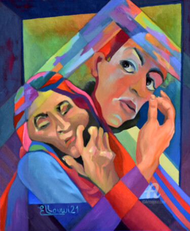 Malerei mit dem Titel "Psychosis of sadden…" von Mourad Elloumi, Original-Kunstwerk, Öl