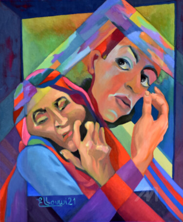 Psychosis of saddened happiness 1 Peinture intitulée "Psychosis of sadden…" par Mourad Elloumi, Œuvre d'art originale, Huile