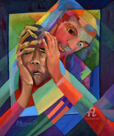 Peinture intitulée "Psychosis of sadden…" par Mourad Elloumi, Œuvre d'art originale, Huile