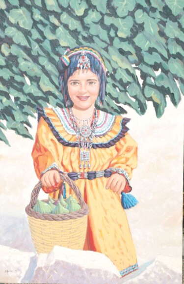 Peinture intitulée "june fille kabyle" par Mourado, Œuvre d'art originale