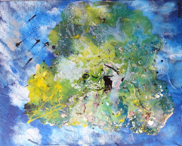 Peinture intitulée "Ciel habité" par Mourf, Œuvre d'art originale, Acrylique