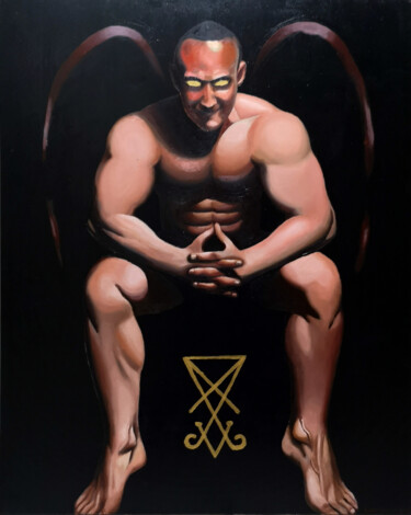 Schilderij getiteld "Lucifer" door Moushegh Karavartanian, Origineel Kunstwerk, Olie