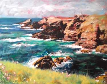 Peinture intitulée "Pointe des Poulains…" par Moussa Moum, Œuvre d'art originale, Acrylique