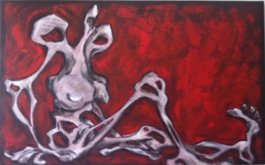 Peinture intitulée "Nu assis rouge" par Moussa Dazi, Œuvre d'art originale, Acrylique