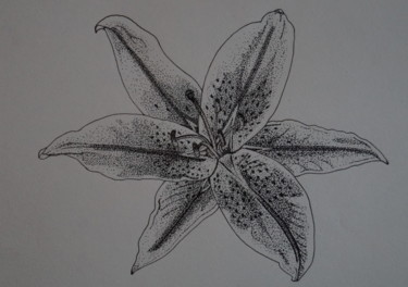 Drawing titled "Fleur" by Karen Mouton, Original Artwork, Ink