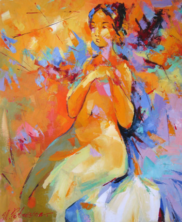 Painting titled "Bather" by Movses Petrosyan, Original Artwork, Acrylic Mounted on Wood Stretcher frame