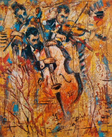 Painting titled "Jazz" by Movses Petrosyan, Original Artwork, Acrylic Mounted on Wood Stretcher frame