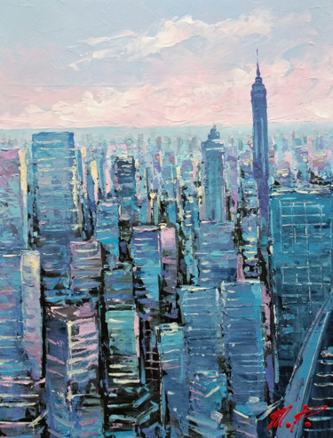 Painting titled "New York #8" by Movses Petrosyan, Original Artwork, Acrylic Mounted on Wood Stretcher frame