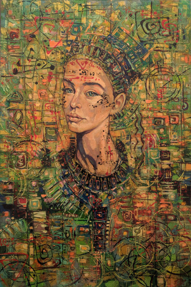 Malerei mit dem Titel "Queen of Egypt" von Movses Petrosyan, Original-Kunstwerk, Acryl