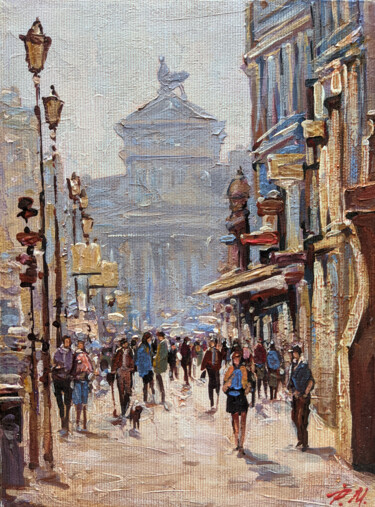 Painting titled "City landscape #2" by Movses Petrosyan, Original Artwork, Acrylic Mounted on Wood Stretcher frame