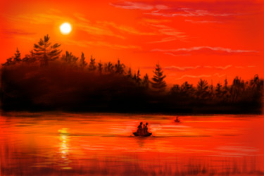 Digital Arts titled "Red sunset" by Tigran Movsisyan, Original Artwork, Digital Painting