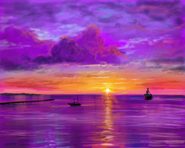 Arts numériques intitulée "Purple sunset" par Tigran Movsisyan, Œuvre d'art originale, Peinture numérique